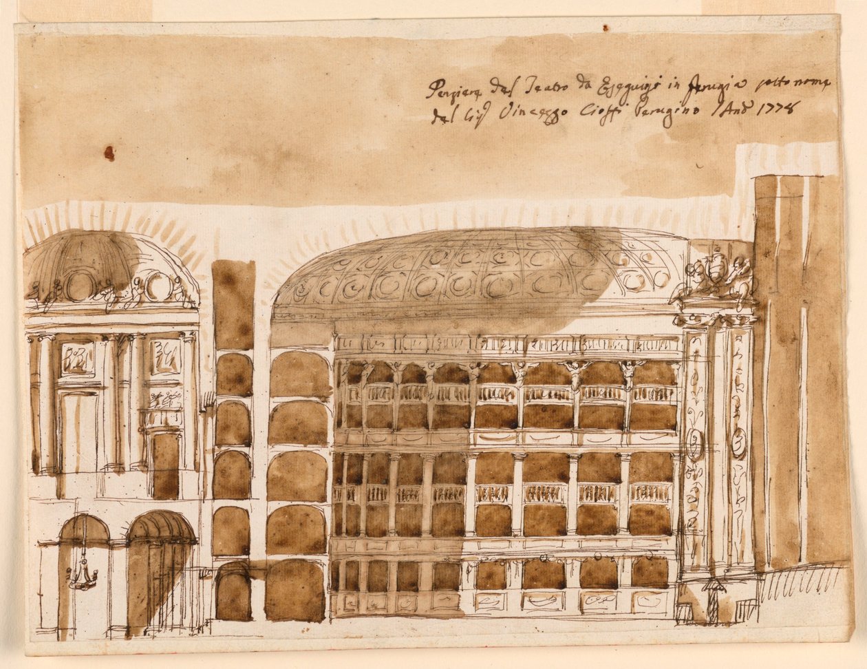 Sezione di un teatro a Perugia da Giuseppe Barberi
