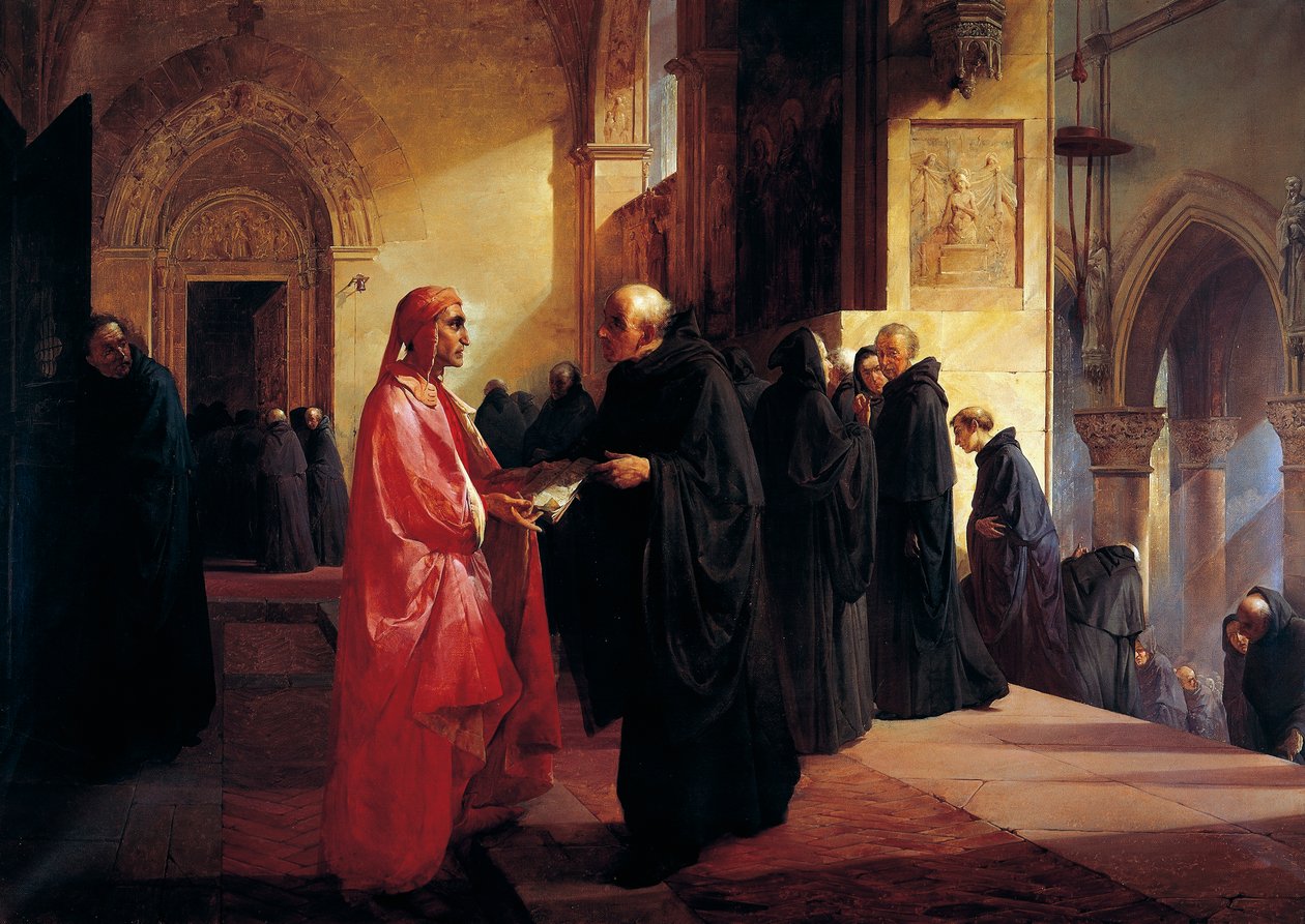 Incontro tra Dante e Fra Ilario da Giuseppe Bertini
