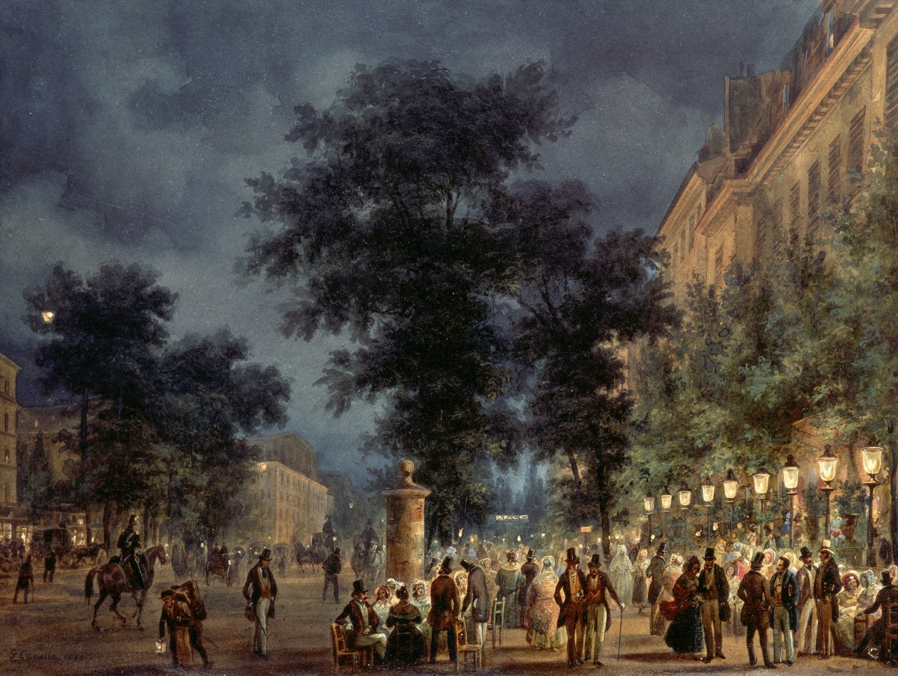 Caffè a Parigi di notte da Giuseppe Canella