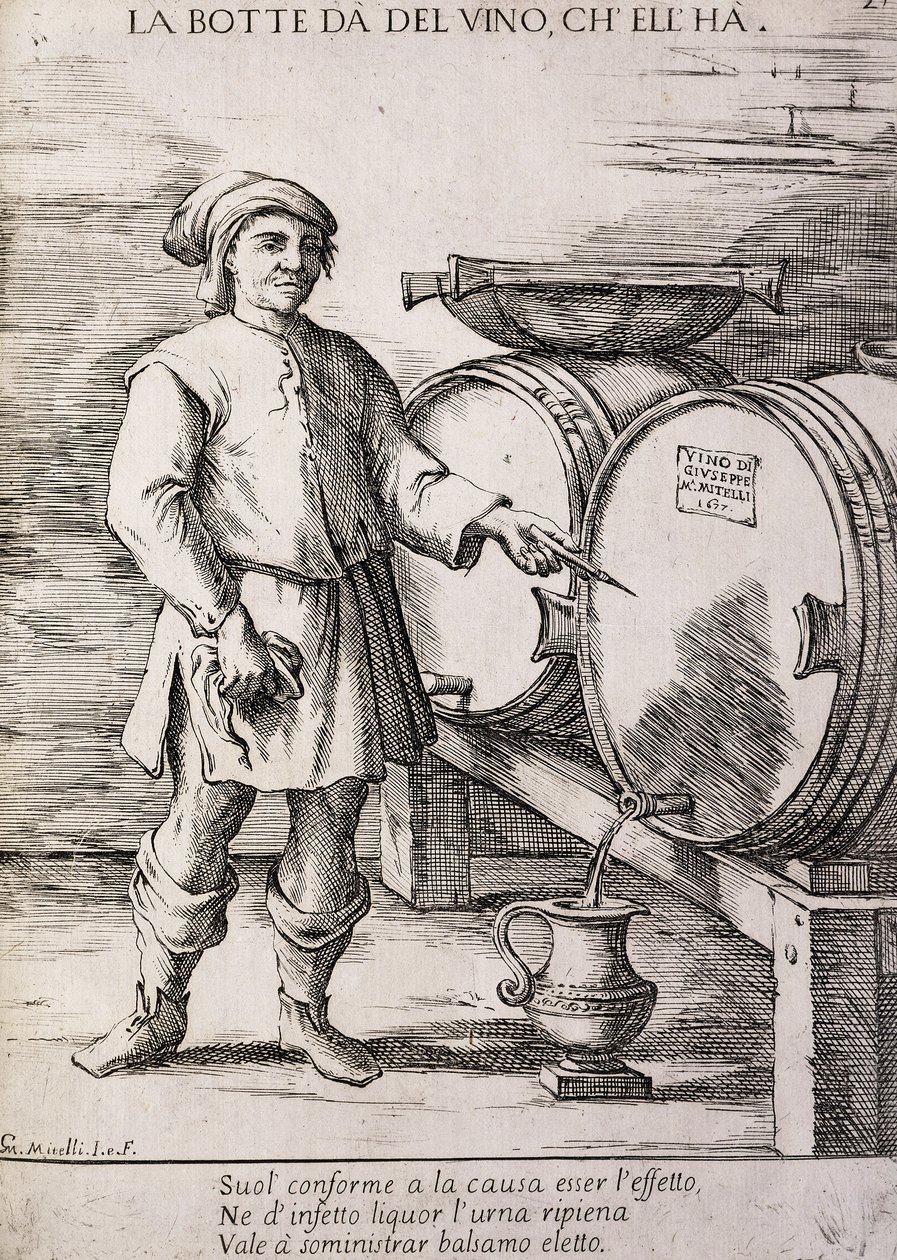 Barile che dà il vino che contiene, Proverbio da Giuseppe Maria Mitelli