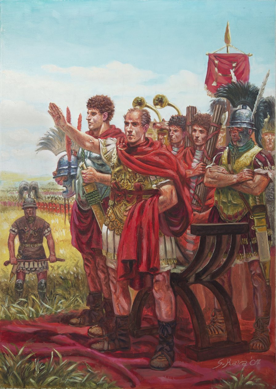 Giulio Cesare saluta il suo esercito vittorioso da Giuseppe Rava