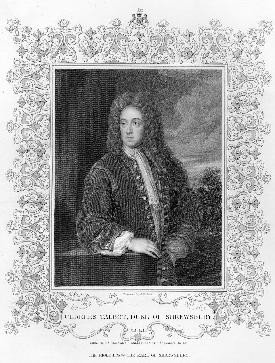 Charles Talbot, Duca di Shrewsbury, inciso da J. Cochran da Godfrey Kneller