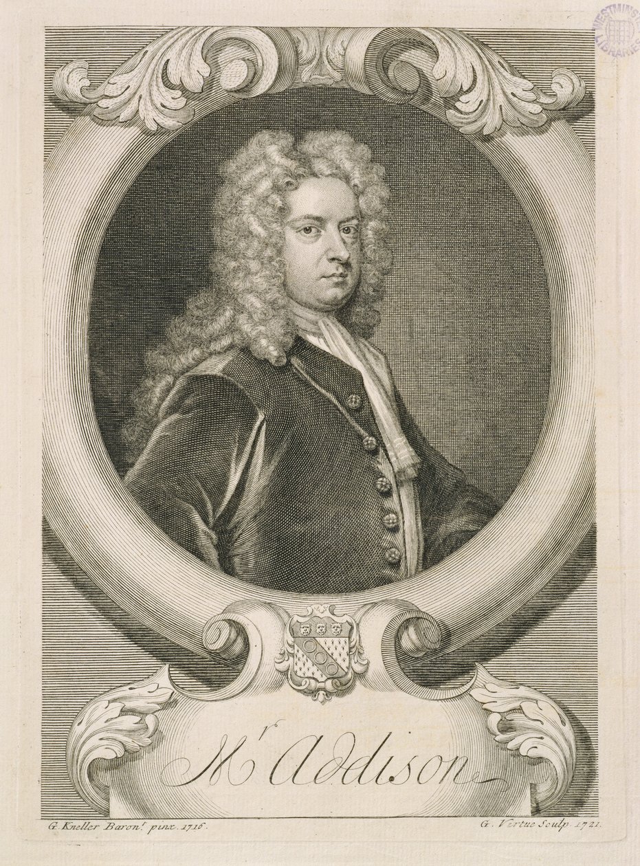 Mr Addison, inciso da George Vertue, 1721 da Godfrey Kneller