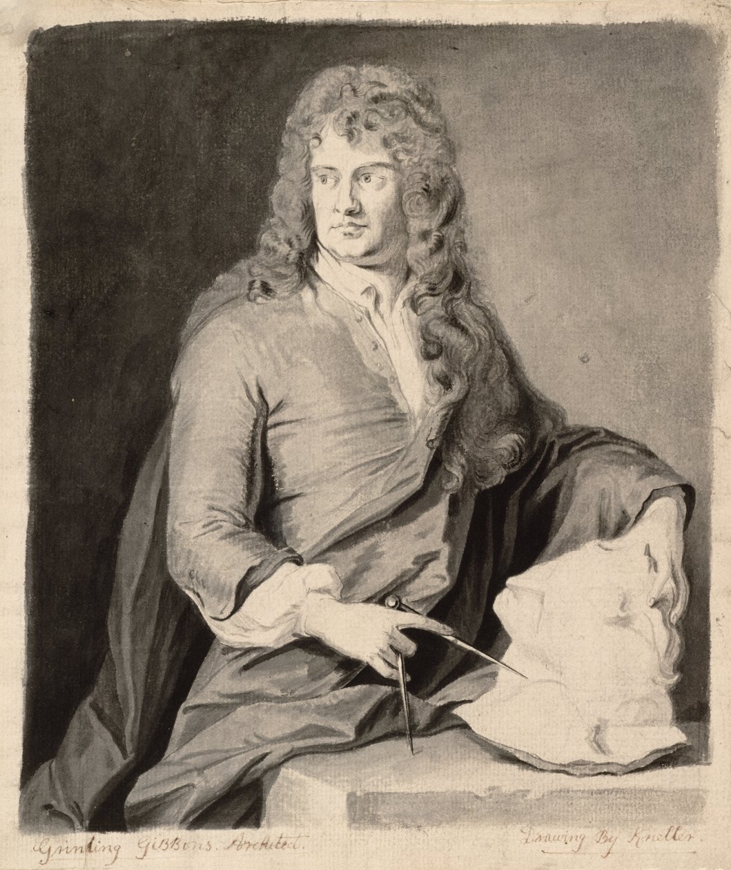 Ritratto di Grinling Gibbons (1648-1721) da Godfrey Kneller