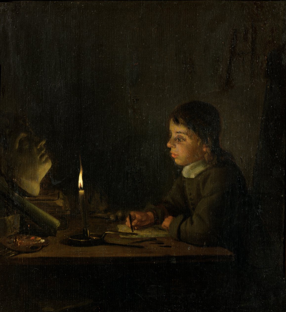 Ragazzo che disegna alla luce della candela da Godfried Schalcken