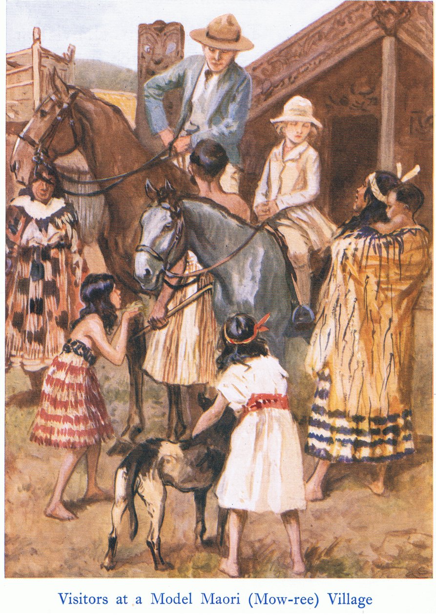 Visitatori in un villaggio Maori da Gordon Frederick Browne
