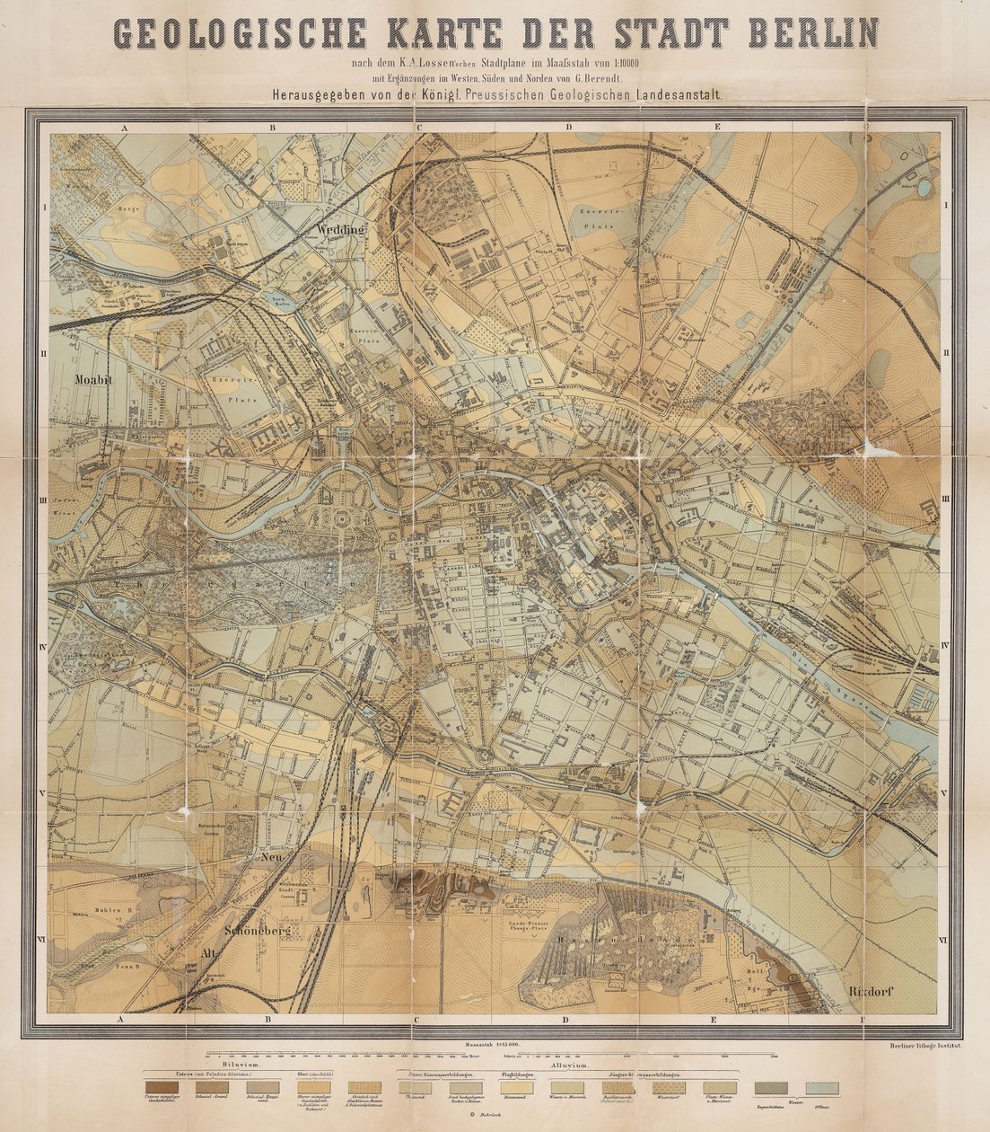 Carta geologica della città di Berlino da Gottlieb Berendt