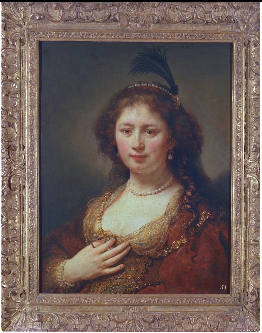 Dama con piuma, 1636 da Govaert Flinck