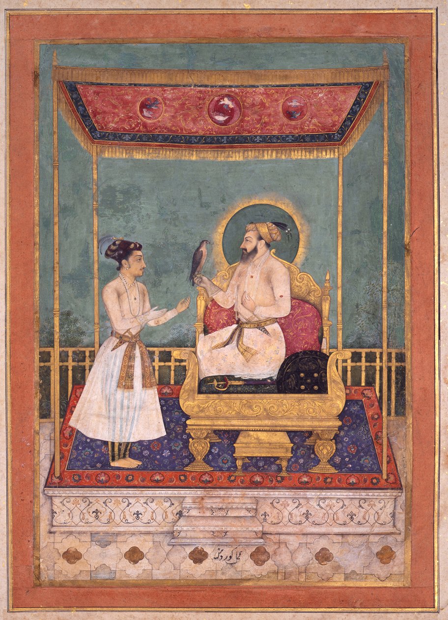 Shah Jahan sul trono con suo figlio Dara Shikoh, c. 1630-1640 da Govardhan
