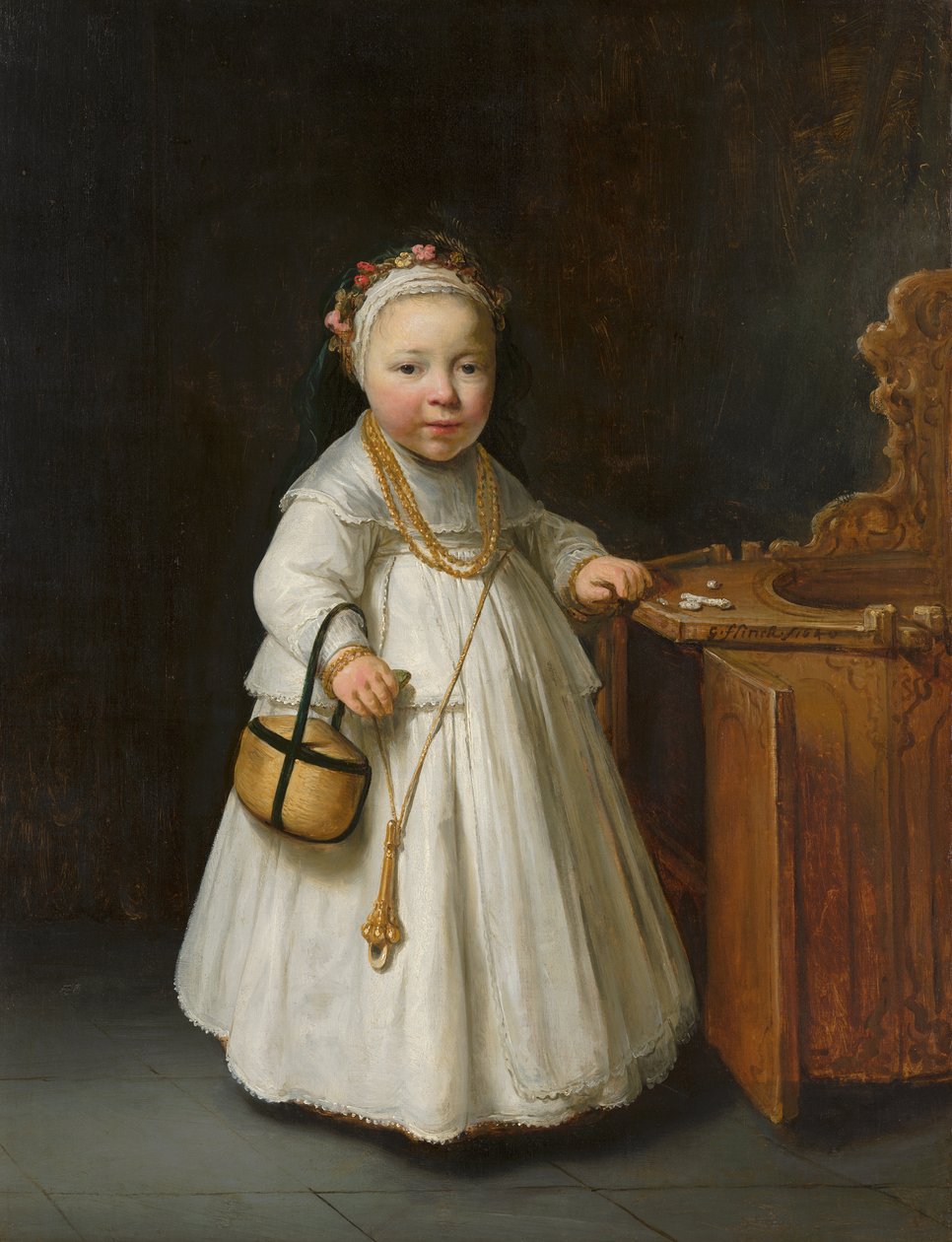 Ragazza vicino a un seggiolone da Govert Flinck