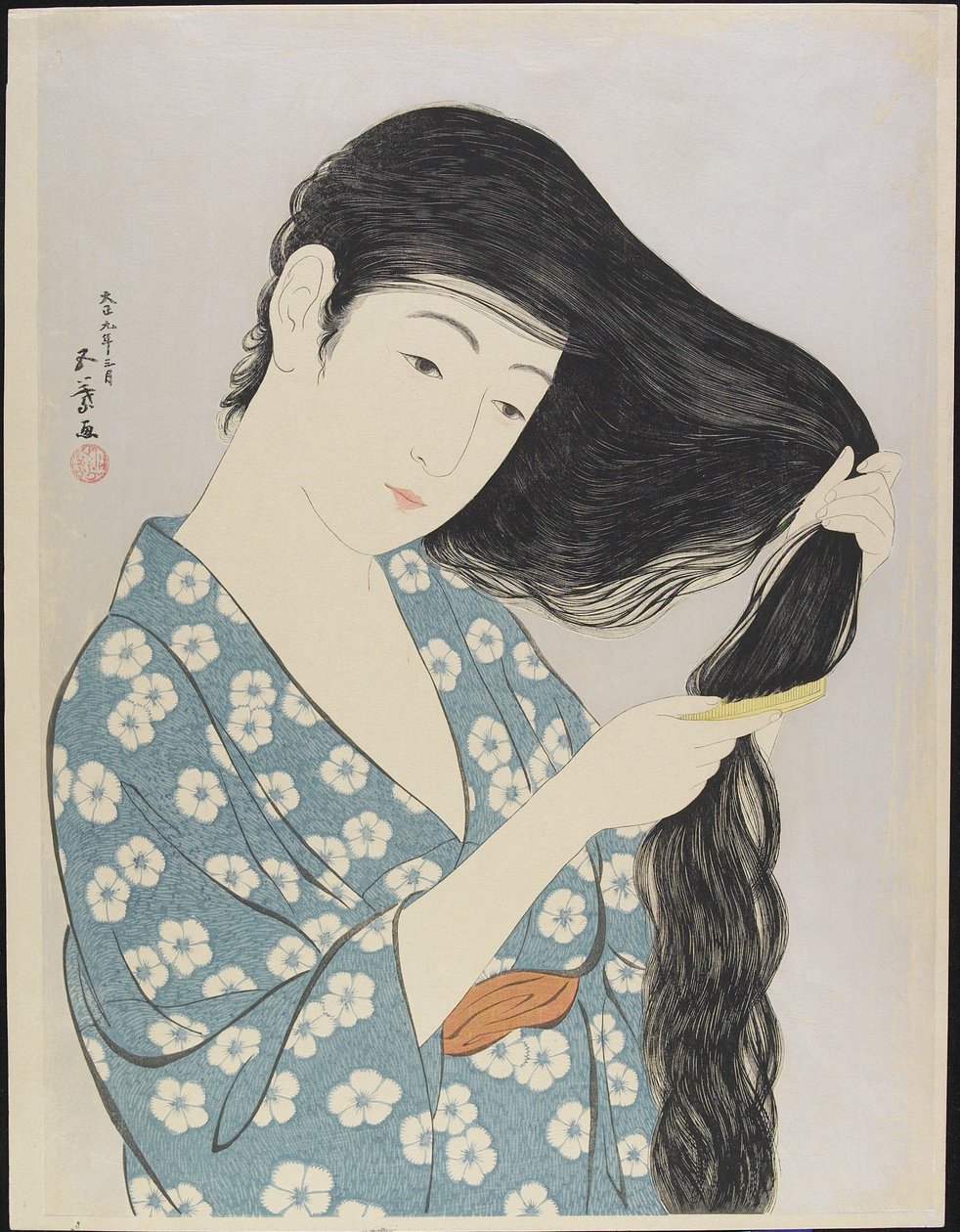 Donna che si pettina i capelli, marzo 1929 da Goyo Hashiguchi