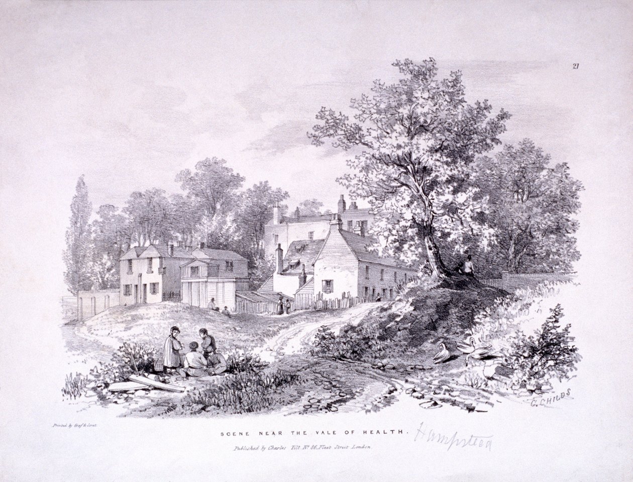 Hampstead Heath, Hampstead, Londra, c. 1840 da Graf and Soret