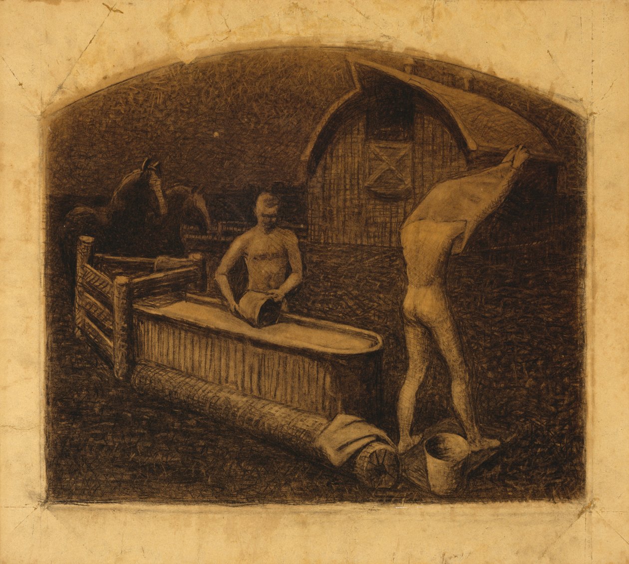 Bagno del sabato sera, 1937 da Grant Wood