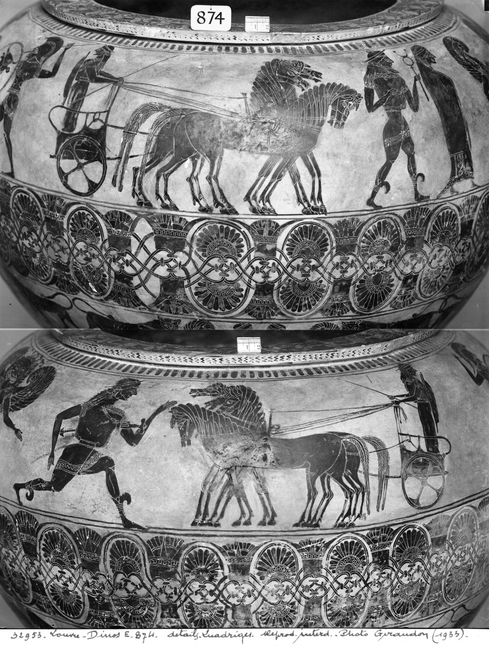 Dinos a figure nere attiche che raffigura aurighi, c.590 a.C. da Greek