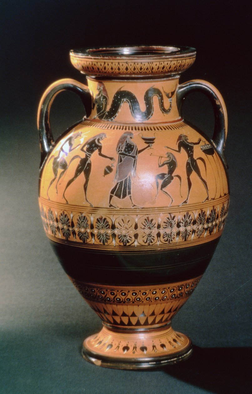 Anfora ionica a figure nere, raffigurante un tritone e un rituale sacrificale, c.540-530 a.C. da Greek
