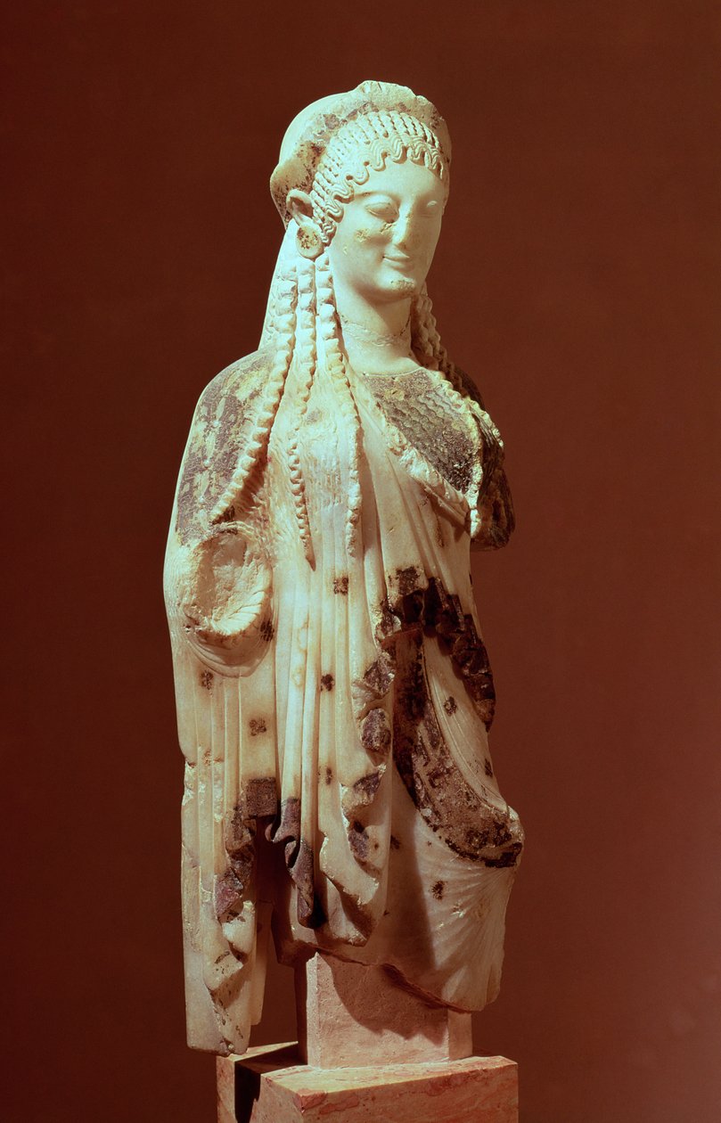 Figura di Kore, c.510 a.C. (marmo) da Greek