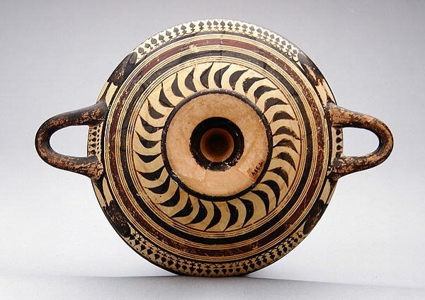 Coppa Kylix laconica raffigurante Zeus e Hermes, c.550-530 a.C. da Greek