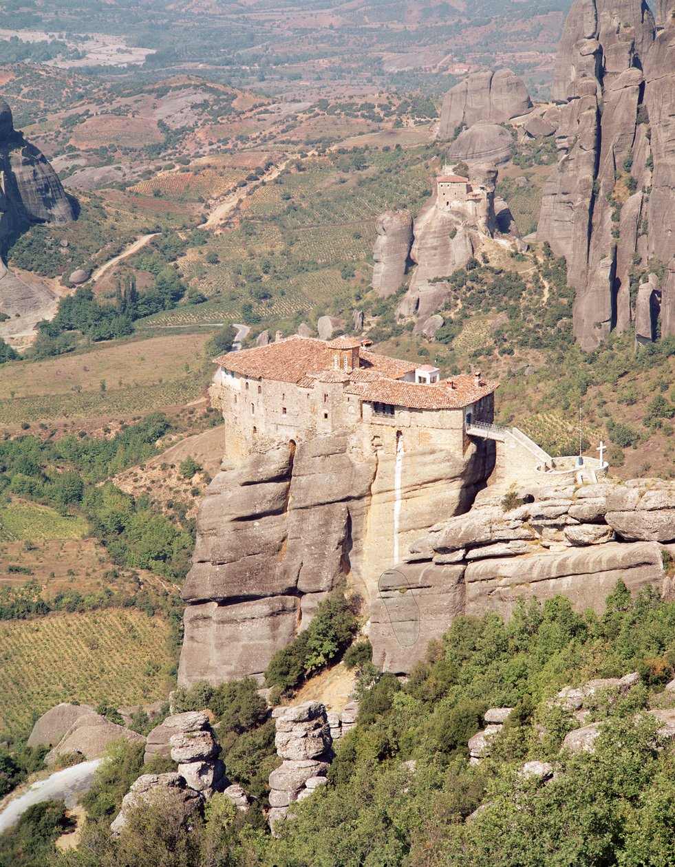 Vista del Monastero di Roussanou da Greek School