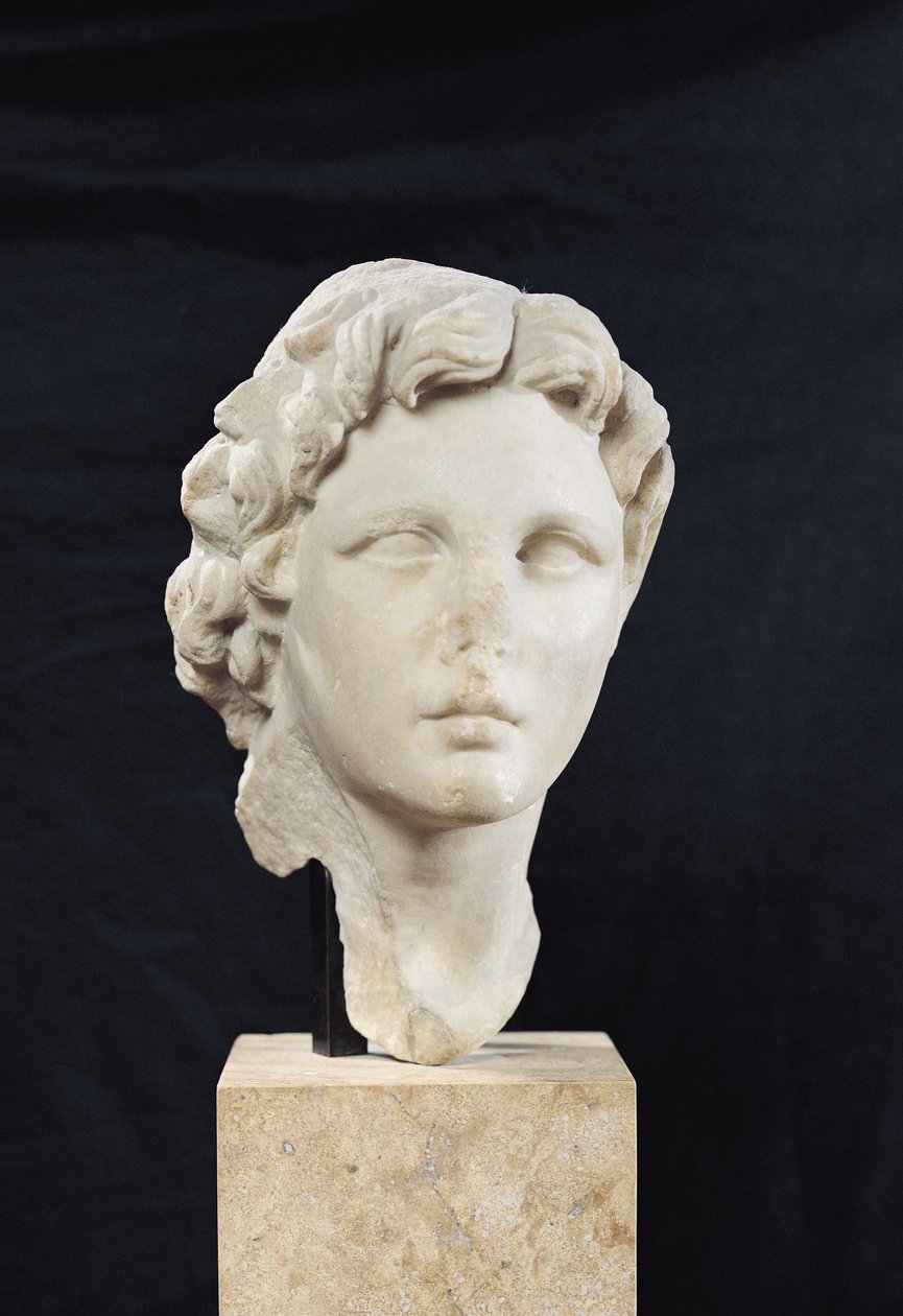 Testa di Alessandro Magno (356-323 a.C.) (marmo) da Greek