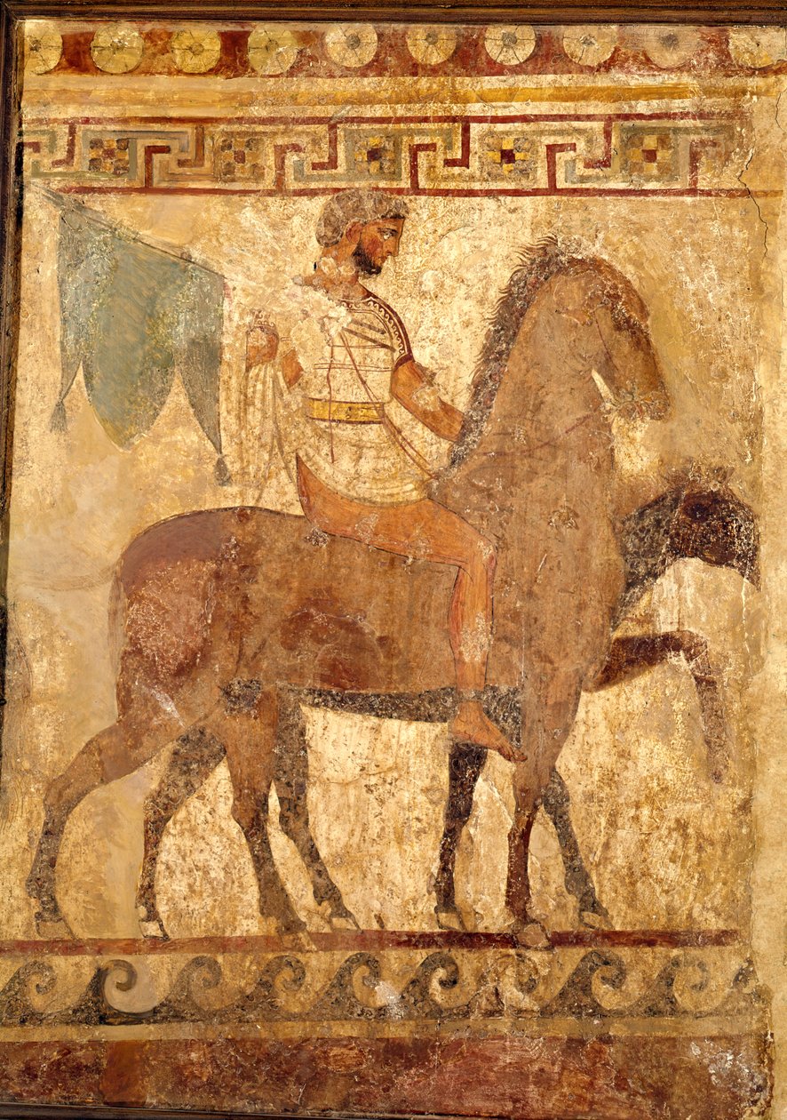 Soldato su un cavallo, pittura funeraria da Greek