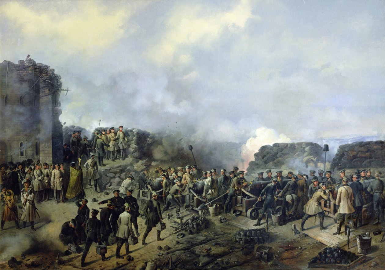 La battaglia franco-russa a Malakhov Kurgan nel 1855, 1856 da Grigory Shukayev