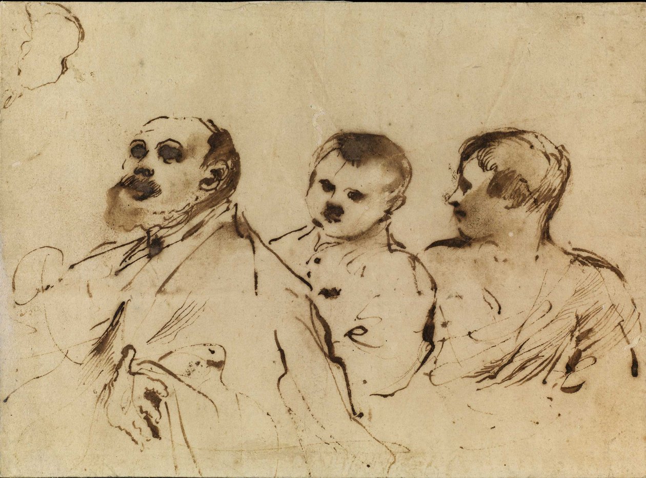 Un vescovo con due bambini da Guercino