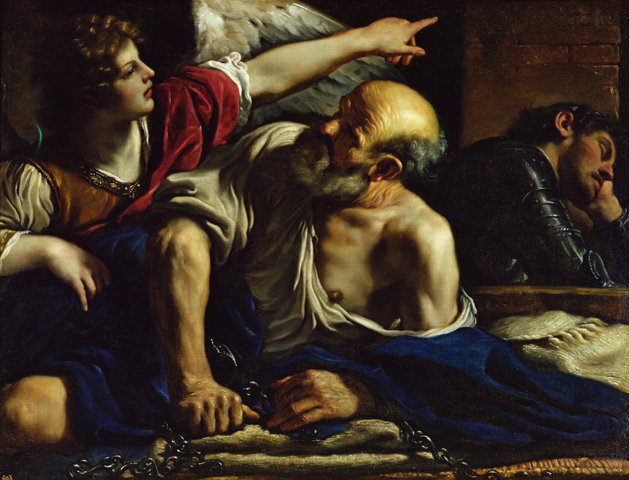 San Pietro liberato da un angelo da Giovanni Francesco Barbieri