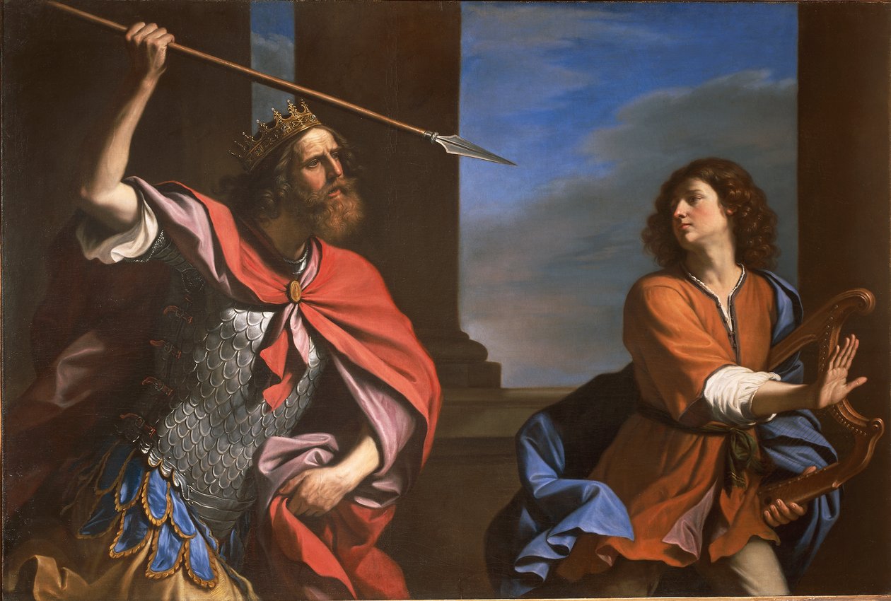 Saul attacca Davide da Guercino