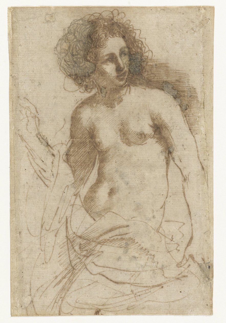 Donna semi-nuda in piedi da Guercino
