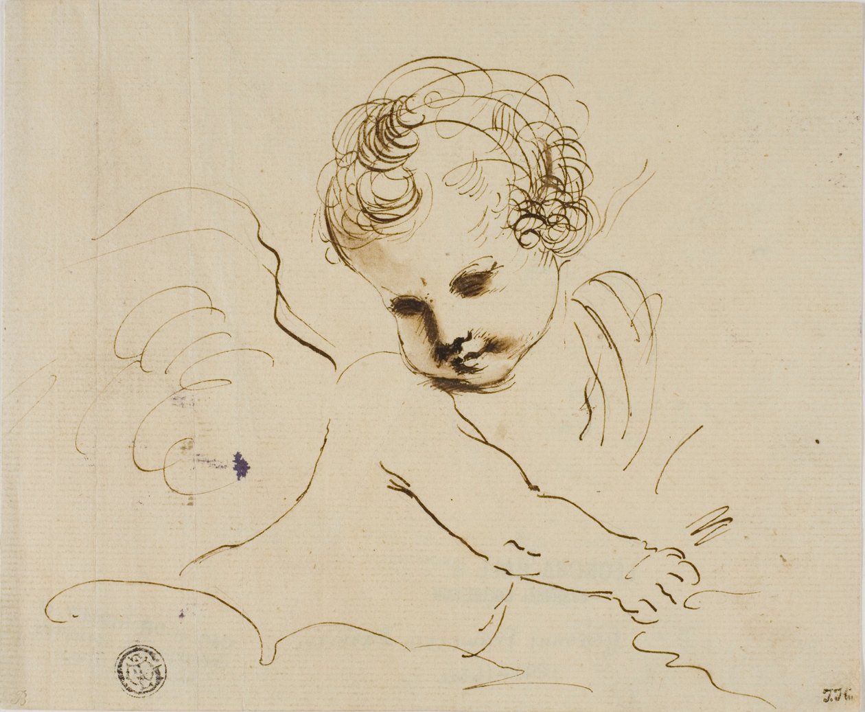 Putto tra le nuvole da Guercino