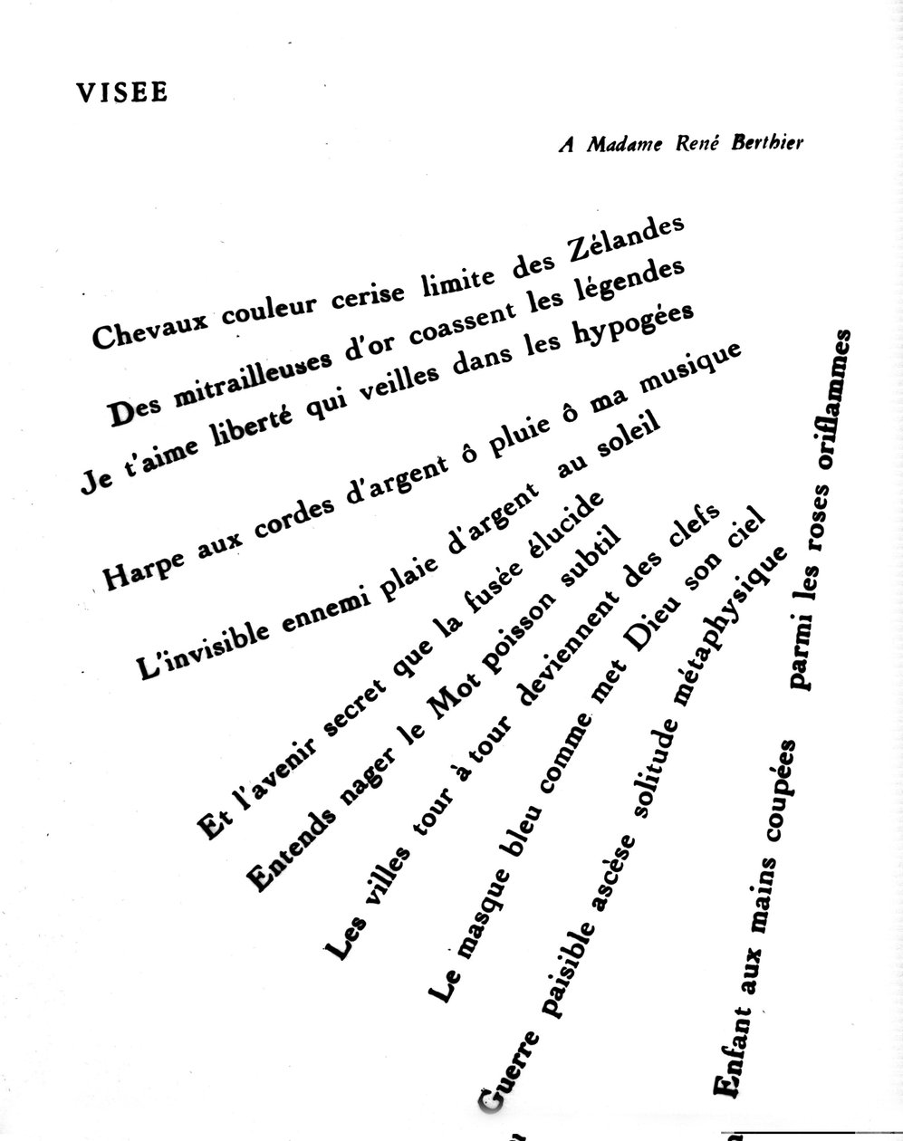 Calligramma di Guillaume Apollinaire (1880-1918): "Visee" da Guillaume Apollinaire