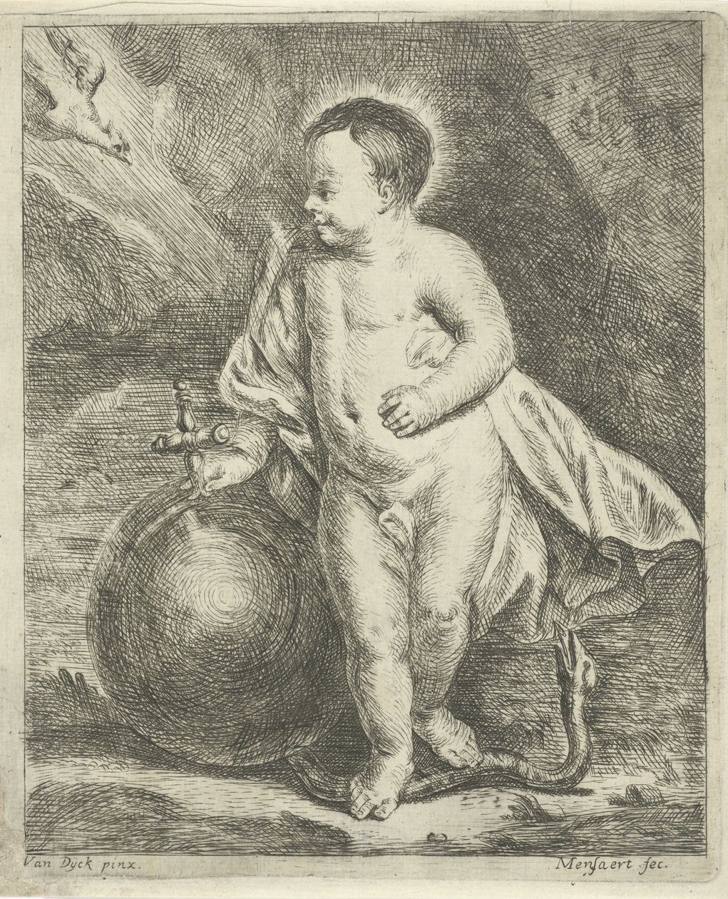 Bambino Gesù con globo e serpente da Guillaume Pierre Mensaert