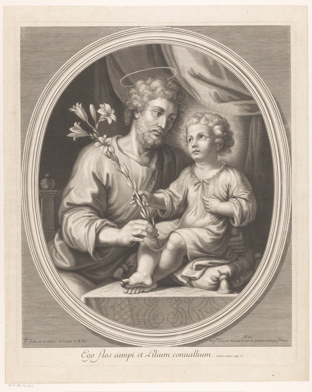 Il Bambino Gesù consegna un giglio a San Giuseppe da Guillaume Vallet