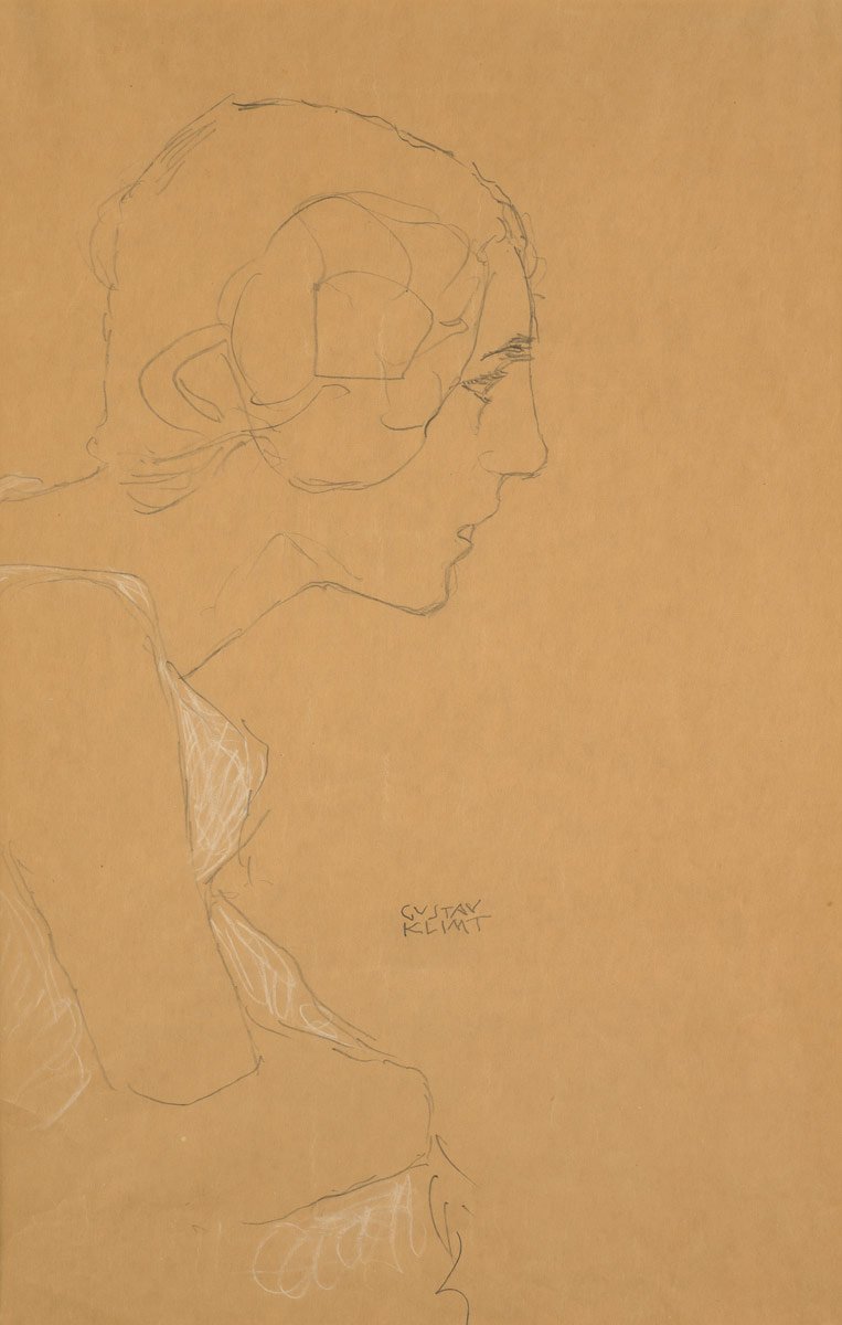 Figura a mezzo busto di profilo a destra da Gustav Klimt