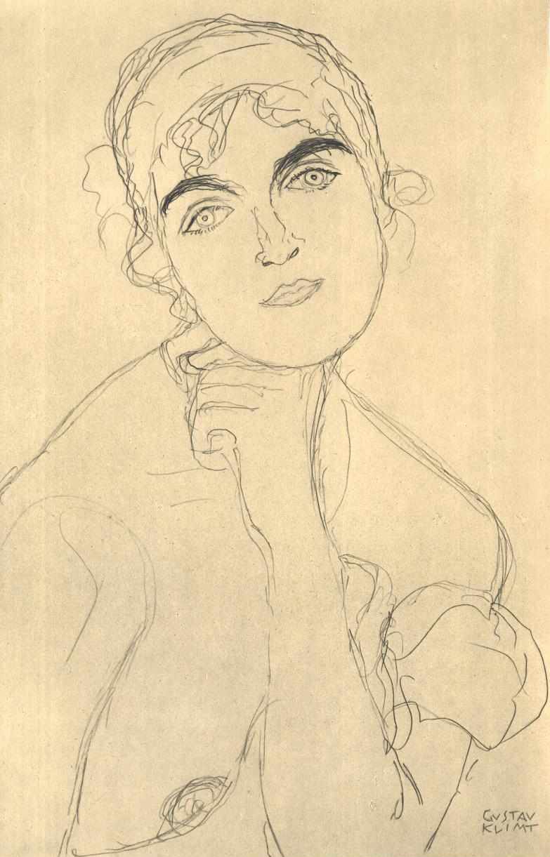 Mezzo busto di fronte da Gustav Klimt