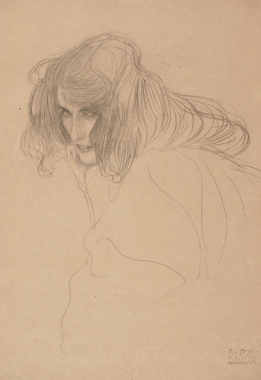 Testa di donna in profilo tre quarti (Studio per il Fregio di Beethoven), 1901-1902 da Gustav Klimt