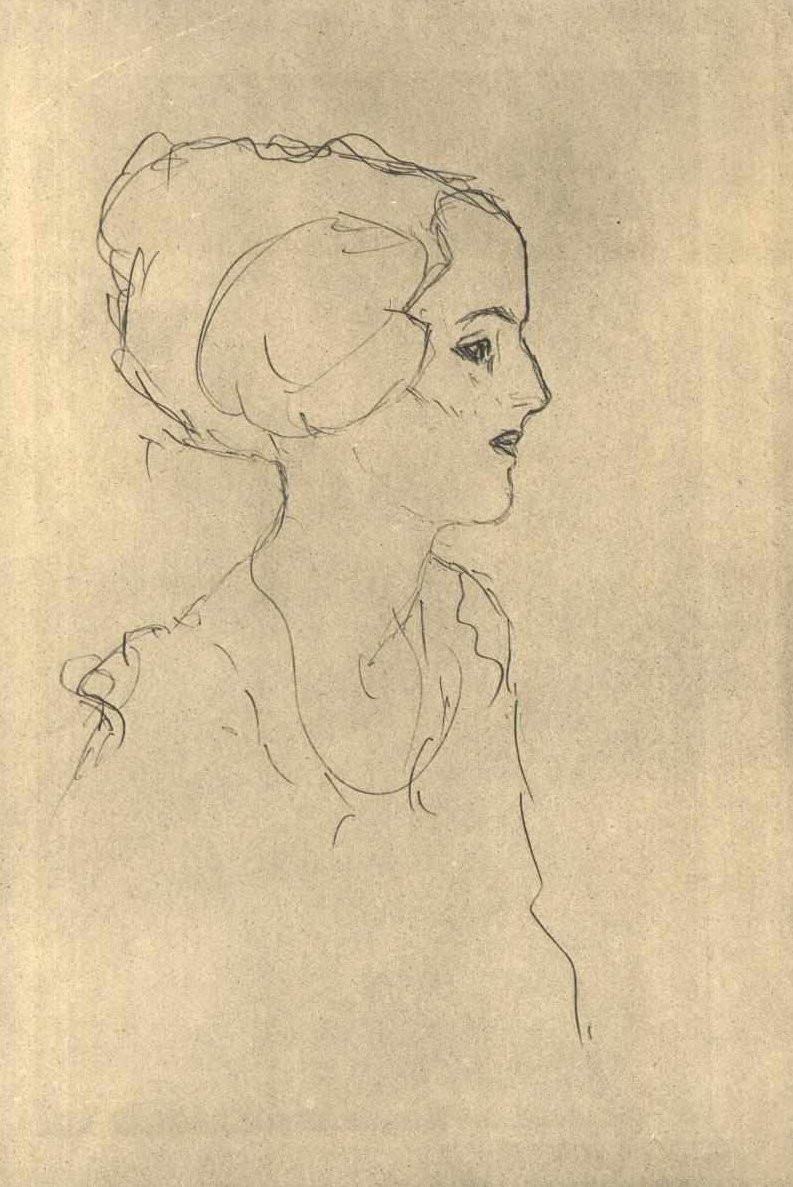 Ragazza di profilo verso destra da Gustav Klimt