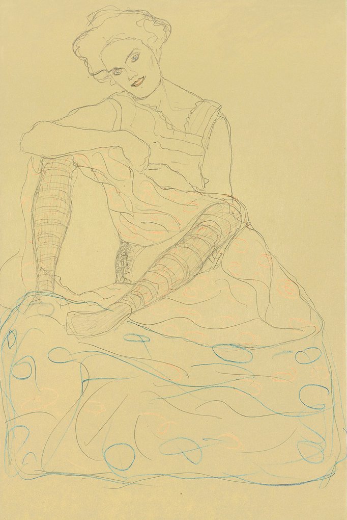 Mezzo nudo seduto con gambe divaricate da Gustav Klimt