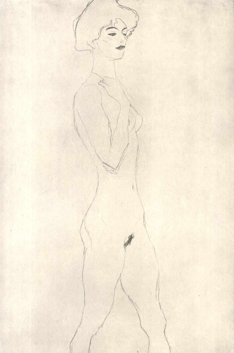 Donna camminante con labbra rosse da Gustav Klimt