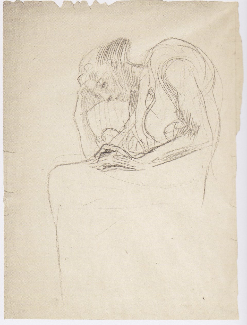 Vecchia donna seduta verso sinistra, con testa appoggiata da Gustav Klimt