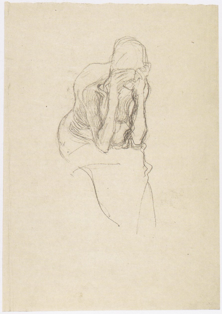 Nudo seduto a metà di una donna anziana leggermente verso destra da Gustav Klimt