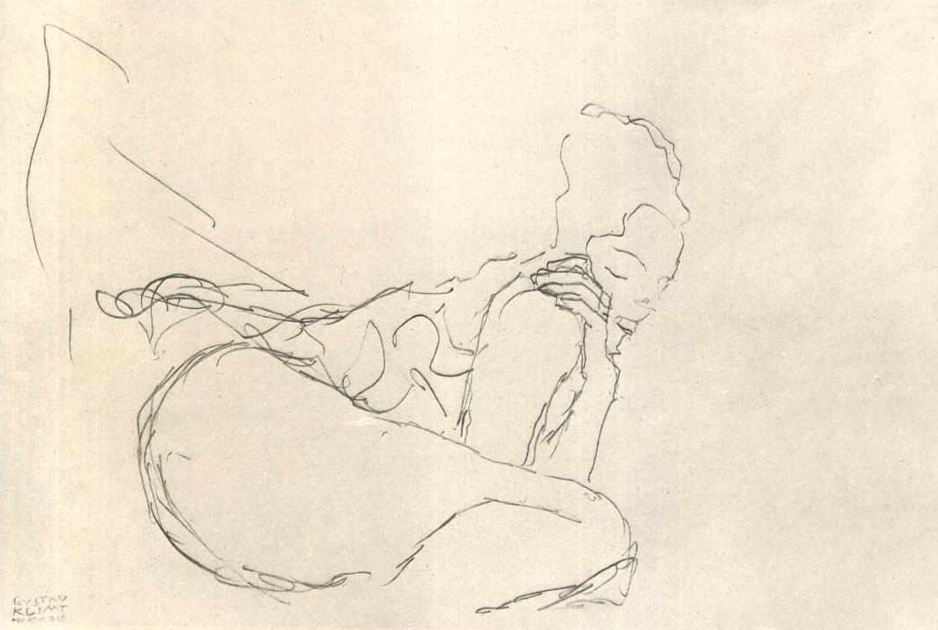 Nudo seduto a metà verso destra da Gustav Klimt
