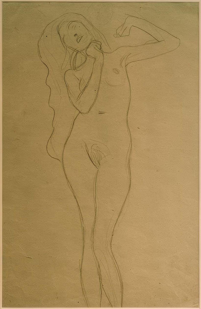 Nudo femminile in piedi con braccia alzate (studio) da Gustav Klimt