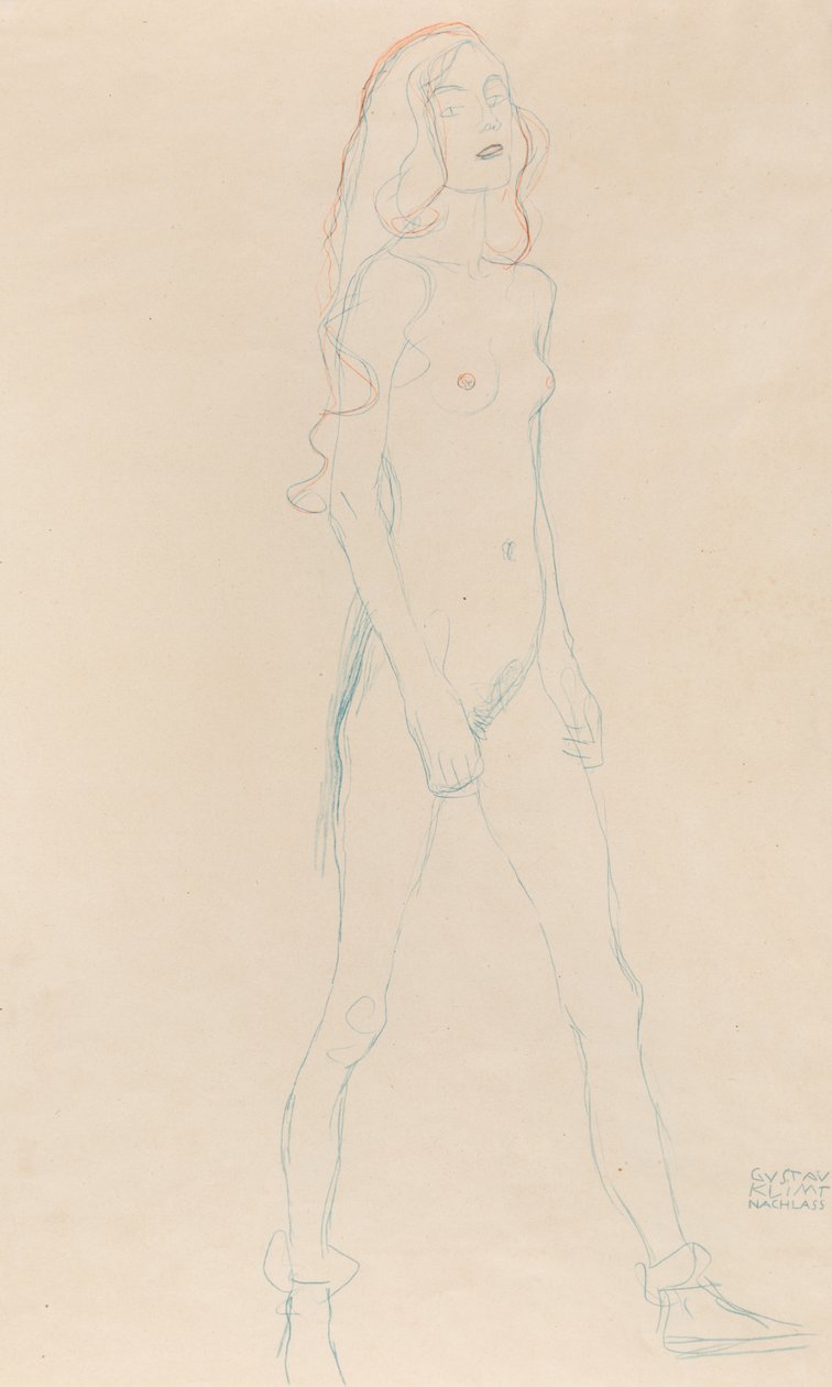 Una giovane ragazza nuda, c. 1917 da Gustav Klimt