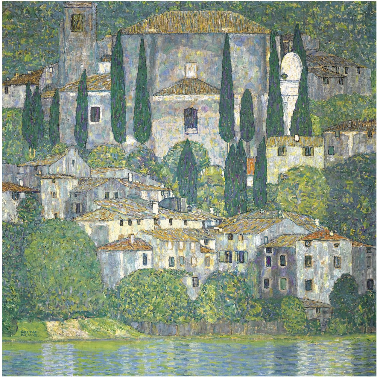 Chiesa a Cassone, paesaggio con cipressi da Gustav Klimt