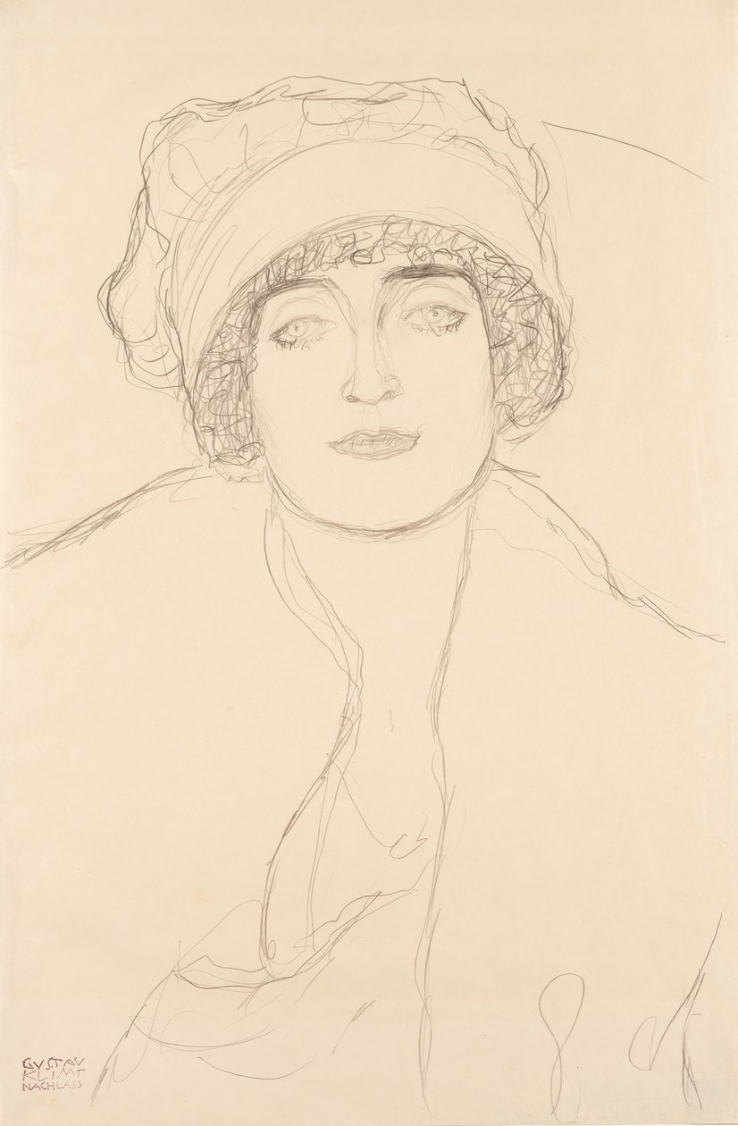 Ritratto con cappello, 1917-118 da Gustav Klimt