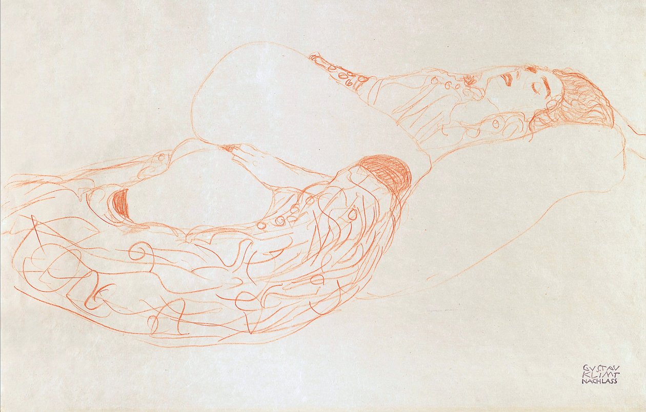 Semi-nudo reclinato (masturbazione) da Gustav Klimt