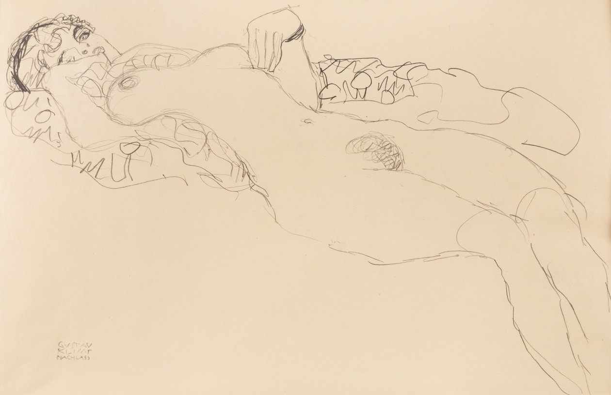 Nudo femminile reclinato, verso sinistra, 1917 da Gustav Klimt
