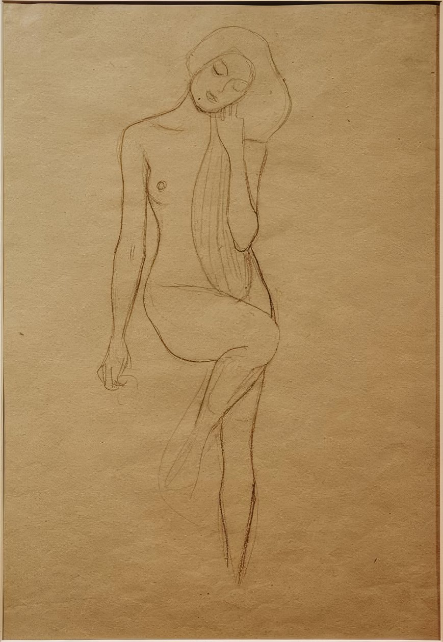 Nudo femminile in piedi con gamba destra sollevata da Gustav Klimt