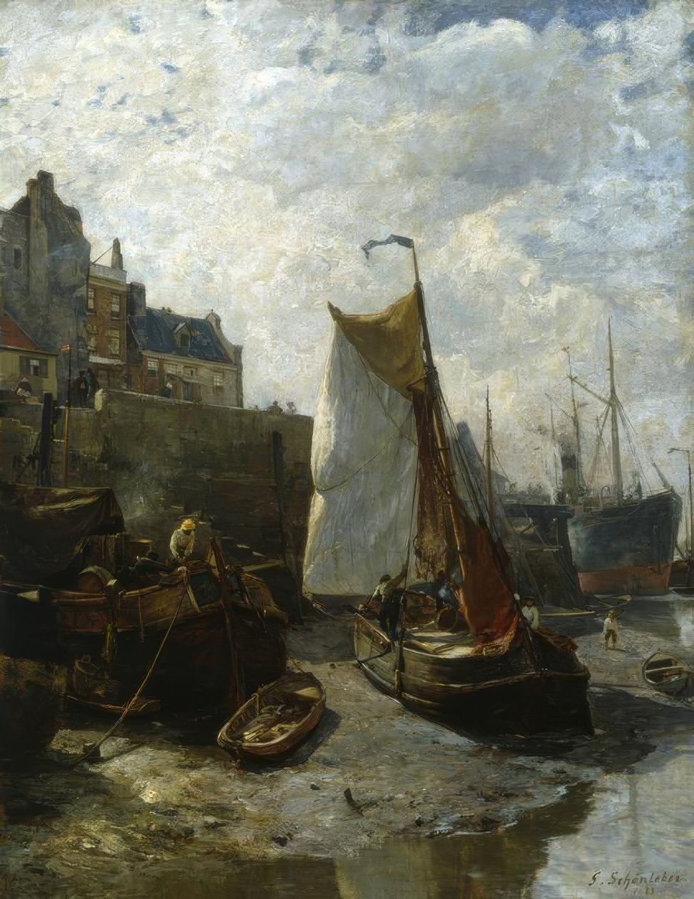 Bassa marea nel porto di Anversa da Gustav Schönleber